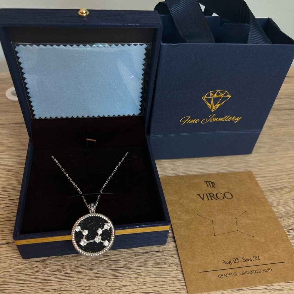 Virgo Star Constellation Silver Necklace
